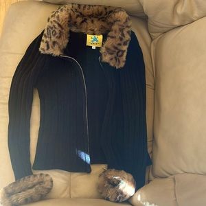 Cheetah faux fur velvet cardigan!